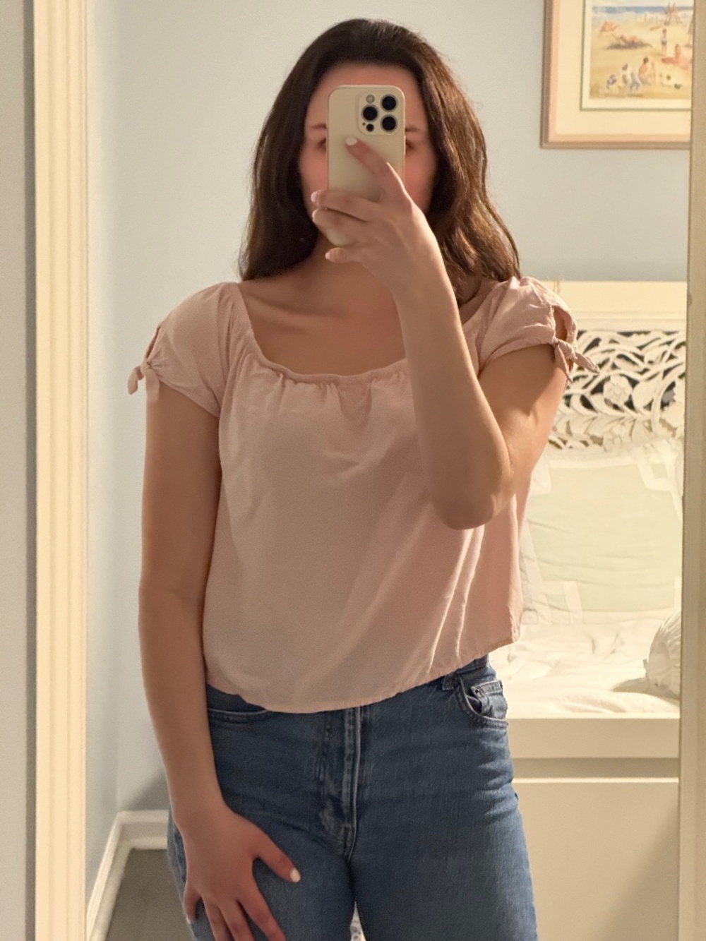 Garage Pink Bow Tie Off-the-Shoulder Top